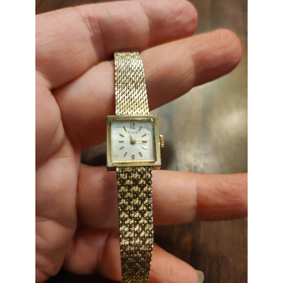 Vtg ELGIN WATCH 10K RGP ROLLED GOLD PLATING Bezel Ladies As Is Not Working 7\